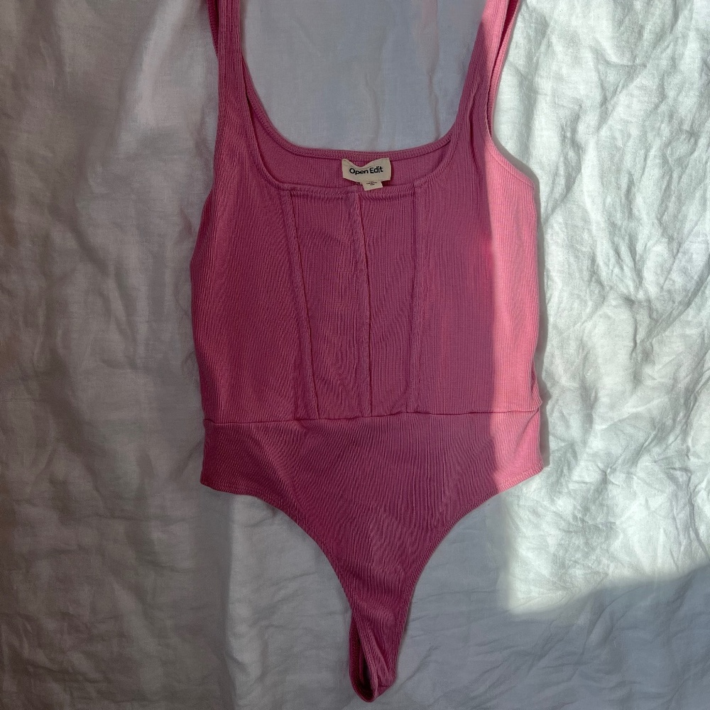 Open Edit Size Small barbie pink corset styled tank top thong bodysuit